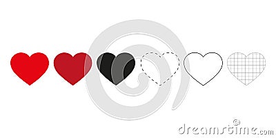 Heart, love, symbol vector. Romance or valentines day red colored isolated Stock Photo