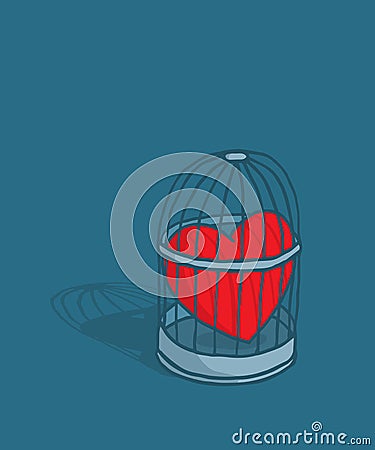 Heart or love trapped in cage Vector Illustration