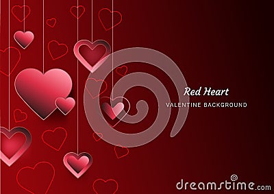 Heart love Valentine`s Day, red pink background, greeting card, text space, posters, brochure, banners , Wallpaper website Vector Illustration