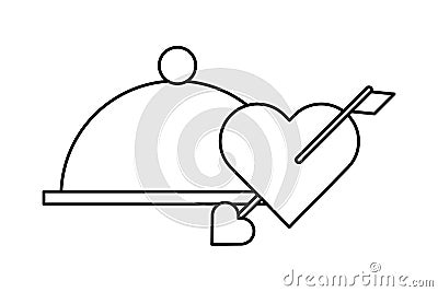 Heart love valentines day with arrow crossed and tray server Vector Illustration