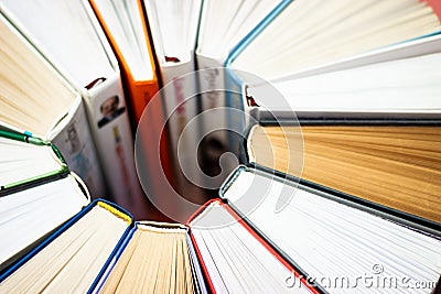 Heart made from books. Close up view. Writing classes Stock Photo