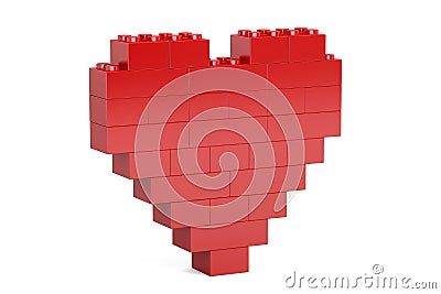 Heart made from colorful toy bricks, 3D rendering Stock Photo