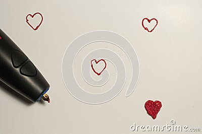 Heart made by 3D pen Stock Photo