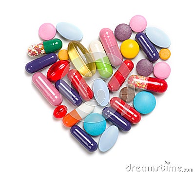 Heart made of different medicaments Stock Photo