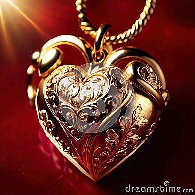 Heart made from gold, precious and good Stock Photo