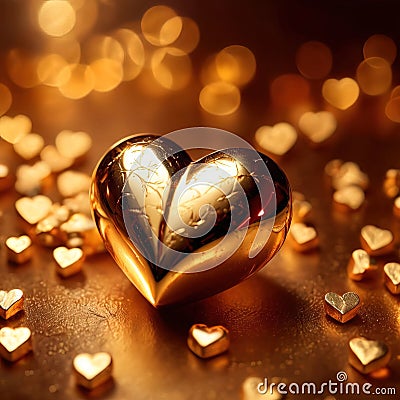 Heart made from gold, precious and good Stock Photo