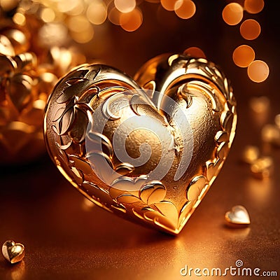 Heart made from gold, precious and good Stock Photo