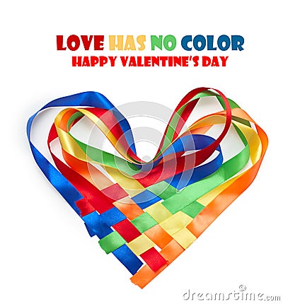 Heart made of intertwined colored ribbons Stock Photo