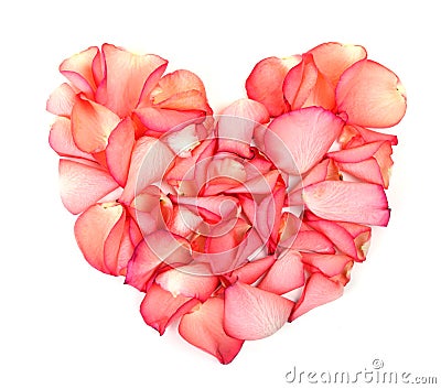 Heart made of petals of roses Stock Photo