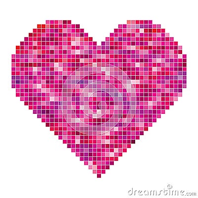 Heart made of pixels Vector Illustration