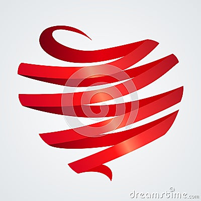 Heart made of ribbon Vector Illustration