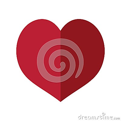 heart made with two parts flat design Vector Illustration