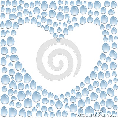 Heart made from water drops, love frame, heart frame, place for text, bounding box and border, vector Vector Illustration