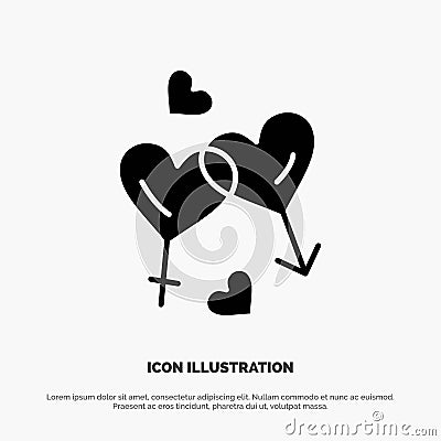 Heart, Man, Women, Love, Valentine solid Glyph Icon vector Vector Illustration