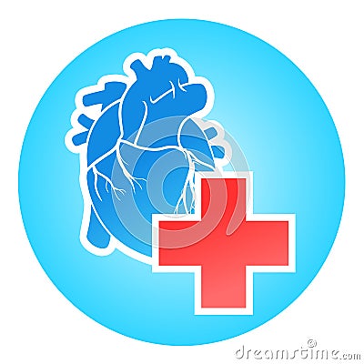 Heart and medical cross Vector Illustration