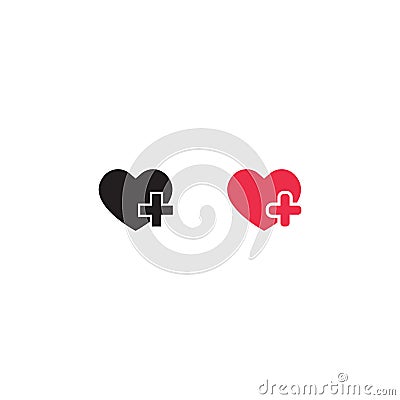 Heart with Medical Cross, Health Care Icon Vector Vector Illustration