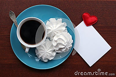 Heart message and cup of coffee Stock Photo