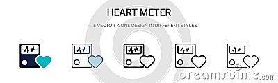 Heart meter icon in filled, thin line, outline and stroke style. Vector illustration of two colored and black heart meter vector Vector Illustration