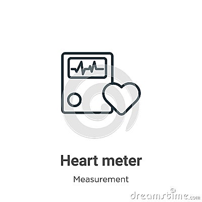 Heart meter outline vector icon. Thin line black heart meter icon, flat vector simple element illustration from editable Vector Illustration