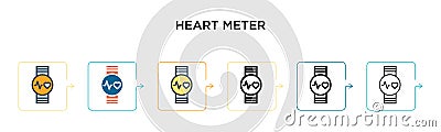 Heart meter vector icon in 6 different modern styles. Black, two colored heart meter icons designed in filled, outline, line and Vector Illustration