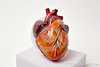 heart model with arteries highlighted on a white background Stock Photo