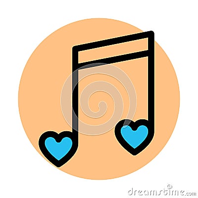 Heart, music note fill background vector icon which can easily modify or edit Vector Illustration