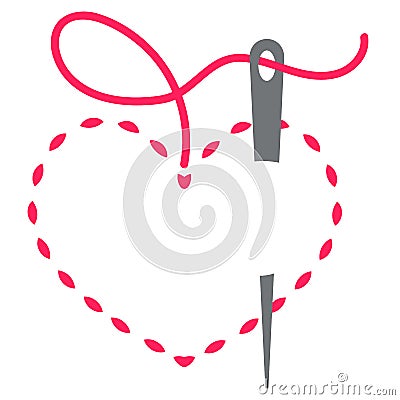 Heart and needle Vector Illustration