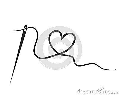 Heart with a needle thread. vector illustration Vector Illustration