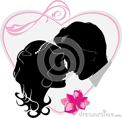 Heart with newly married. Wedding icon Vector Illustration