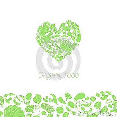Heart organic vegetables food vector Vector Illustration