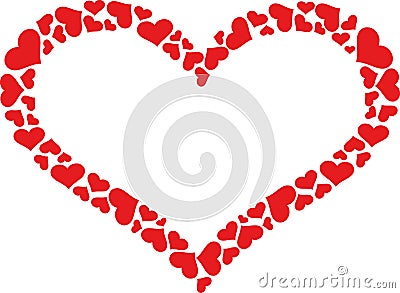 Heart outline with hearts Vector Illustration