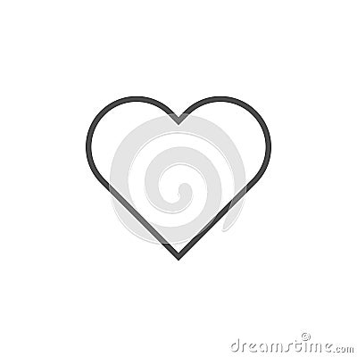 Heart outline vector icon. Vector cartoon flat love symbol isolated on the white background Vector Illustration