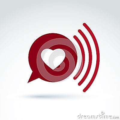 Heart over the speech bubble icon, vector conceptual stylish symbol for your design. Vector Illustration