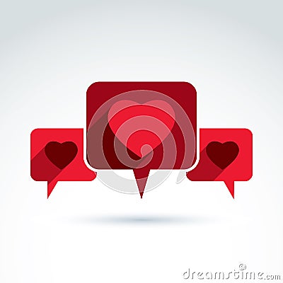 Heart over the speech bubbles icon, vector conceptual Vector Illustration