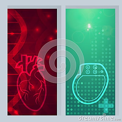 Heart pacemaker banner Vector Illustration