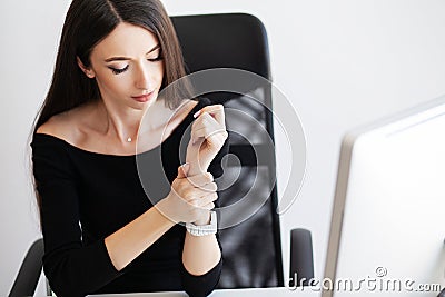 Heart pain. Health healthcare care concep. Closeup on business w Stock Photo