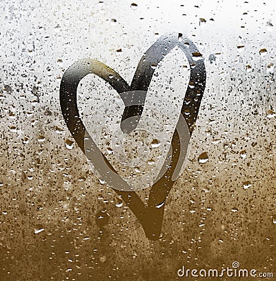 Heart painted on glass Stock Photo