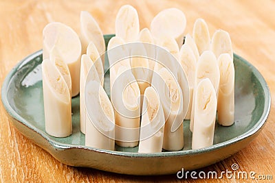 Heart of palm (palmito) on plate Stock Photo