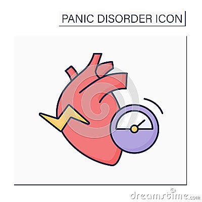 Heart palpitation color icon Vector Illustration