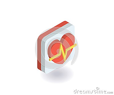 Heart palpitation icon. Vector illustration in flat isometric 3D style Vector Illustration