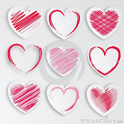 Heart paper stylized set Stock Photo