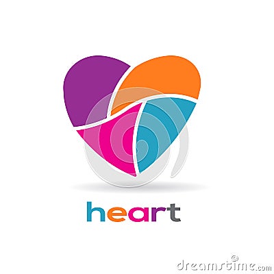 Heart in parts Logo design Cartoon Illustration