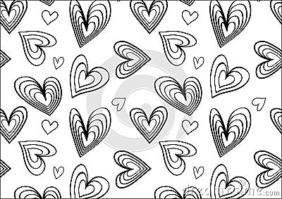 Heart pattern in black and white Vector Illustration