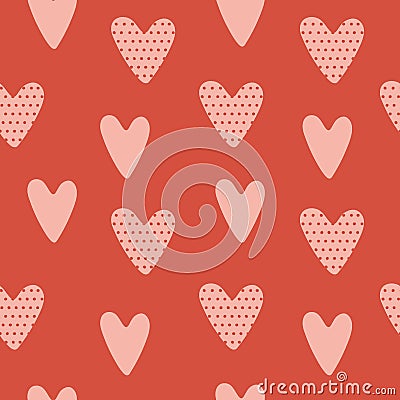 Heart pattern. Hand drawn heart design elements. Valentines Day texture. Color doodle heart. Romantic wallpaper design Vector Illustration