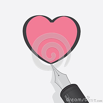 Heart Pen Vector Illustration