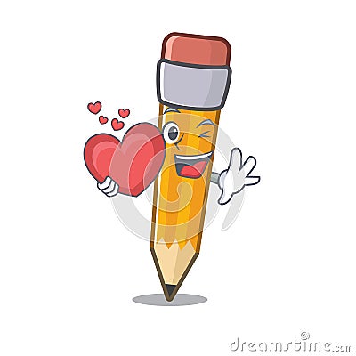 With heart pencil in the a cartoon bag Vector Illustration