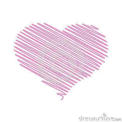 Heart - pencil scribble sketch drawing in pink on white background. Valentine card doodle concept. Vector illustration Vector Illustration