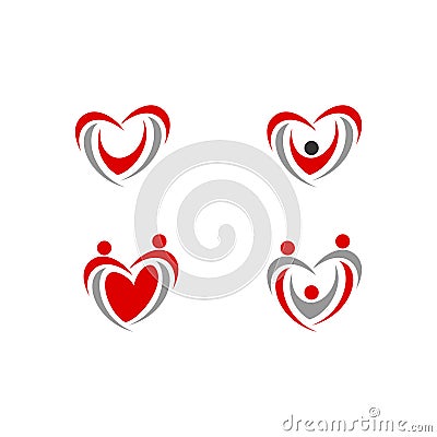 Heart people love logo vector icon health Vector Illustration