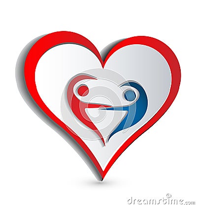 Heart people shape dancing together icon vector Vector Illustration