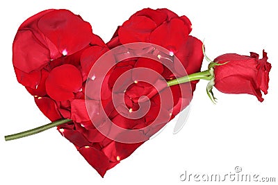 Heart from petals with red rose love topic on Valentine's and mo Stock Photo